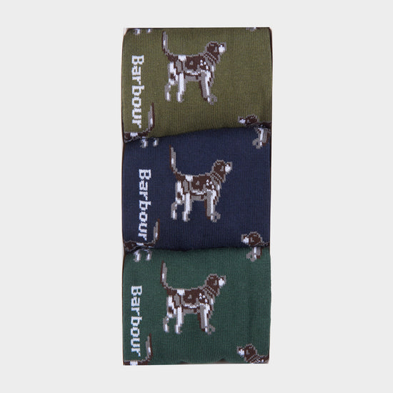 Mens Pointer Dog Socks Gift Box Blue/Green