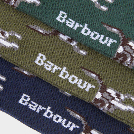 Mens Pointer Dog Socks Gift Box Blue/Green