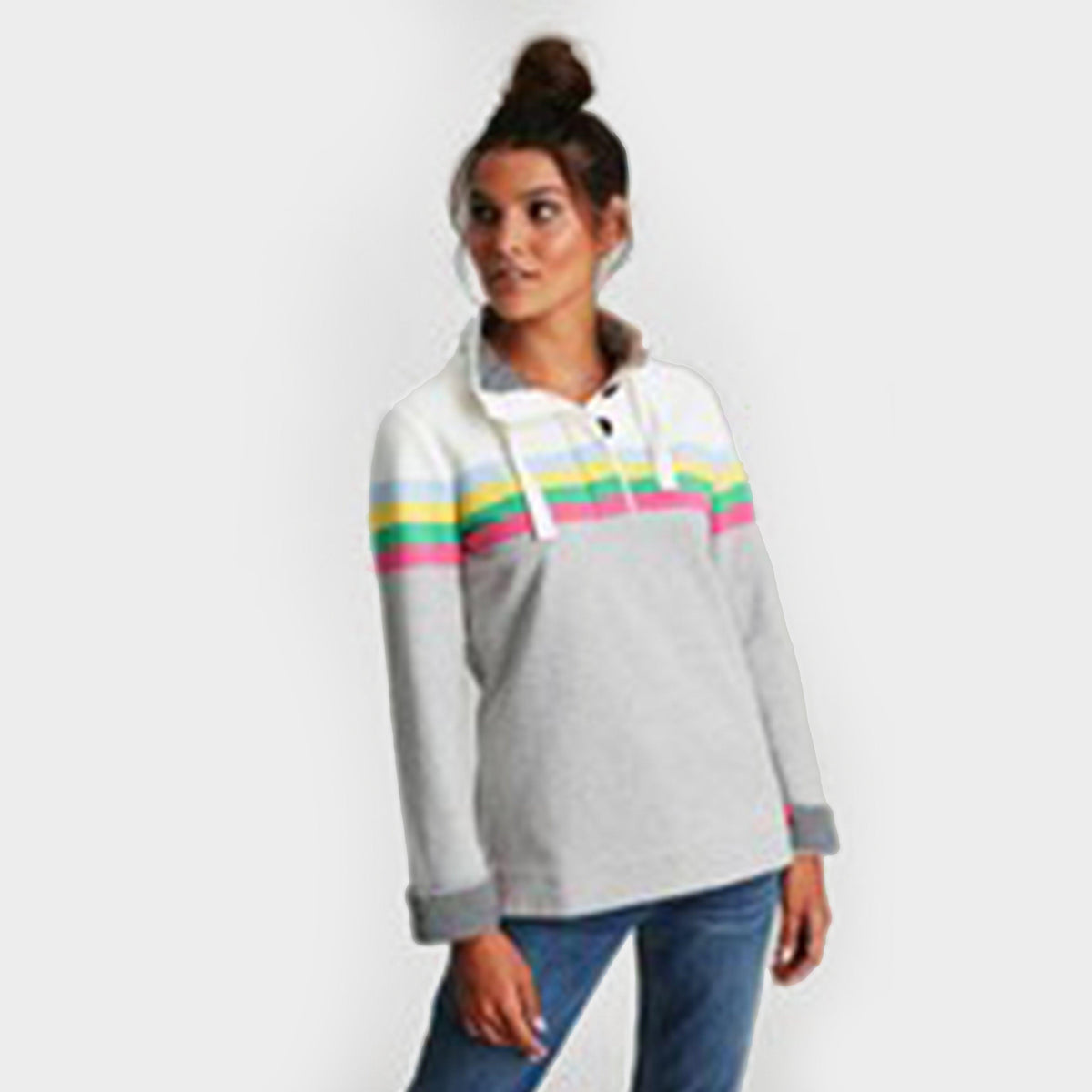 Womens Saunton Sweatshirt Grey Marl Stripe