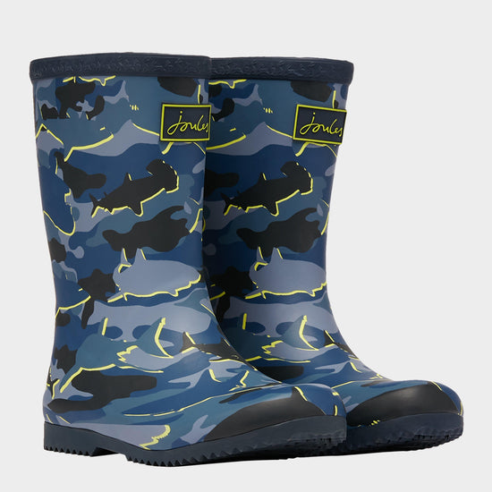 Kids' Roll Up Wellies Camo Shark