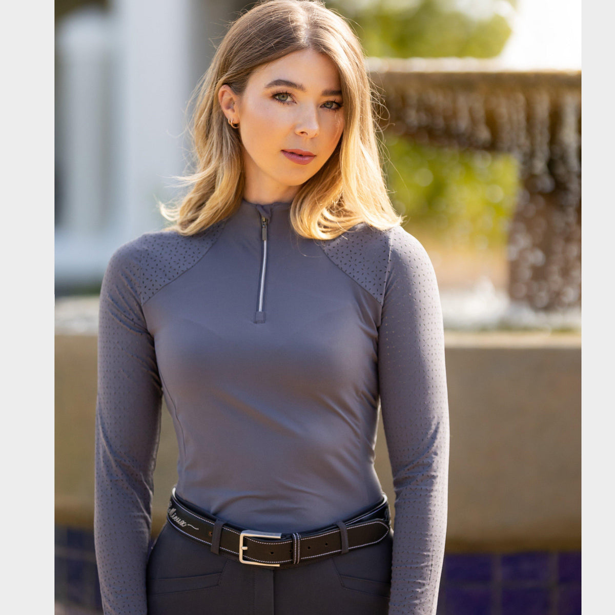 Long Sleeve Lazercut Base Layer Grey