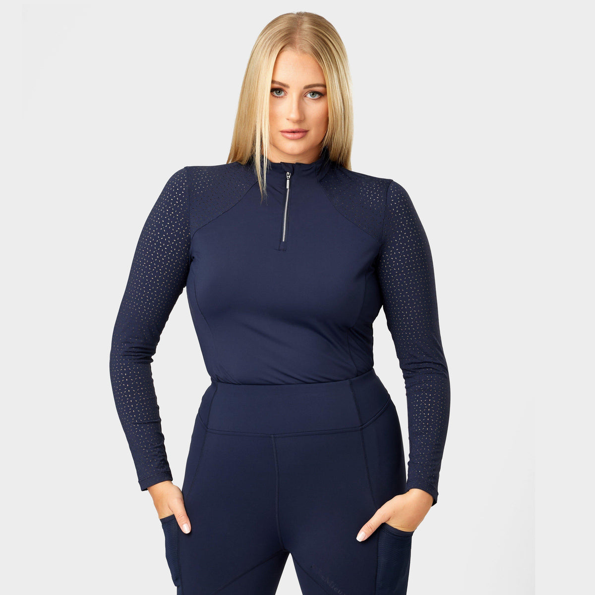 Long Sleeve Lazercut Base Layer Navy