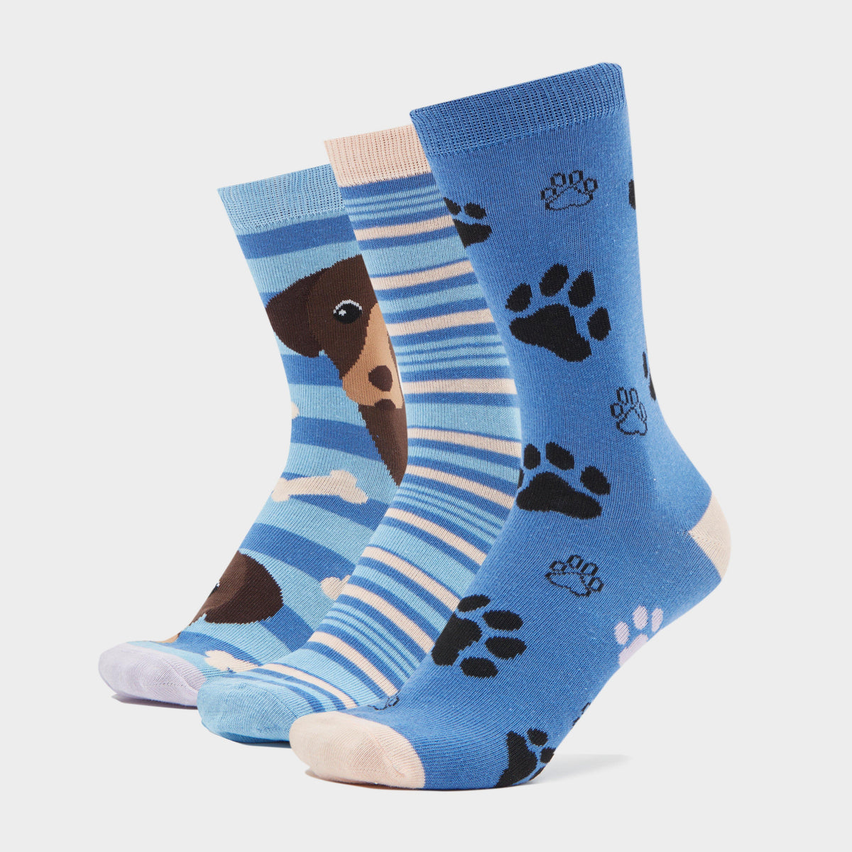 Wild Feet Women's 3 Pack Fashion Socks Navy Dog