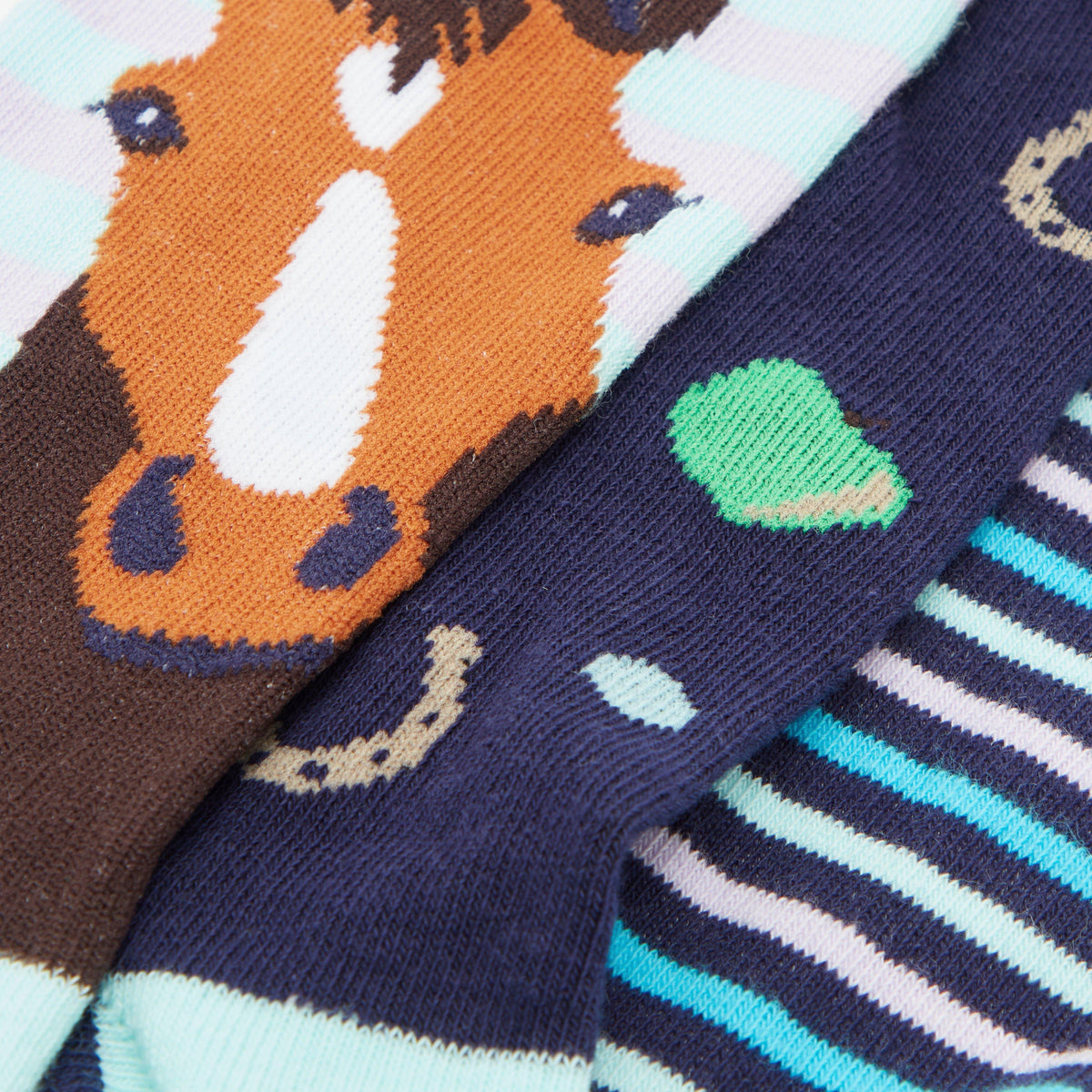 Wild Feet Women's 3 Pack Fashion Socks Navy Horse