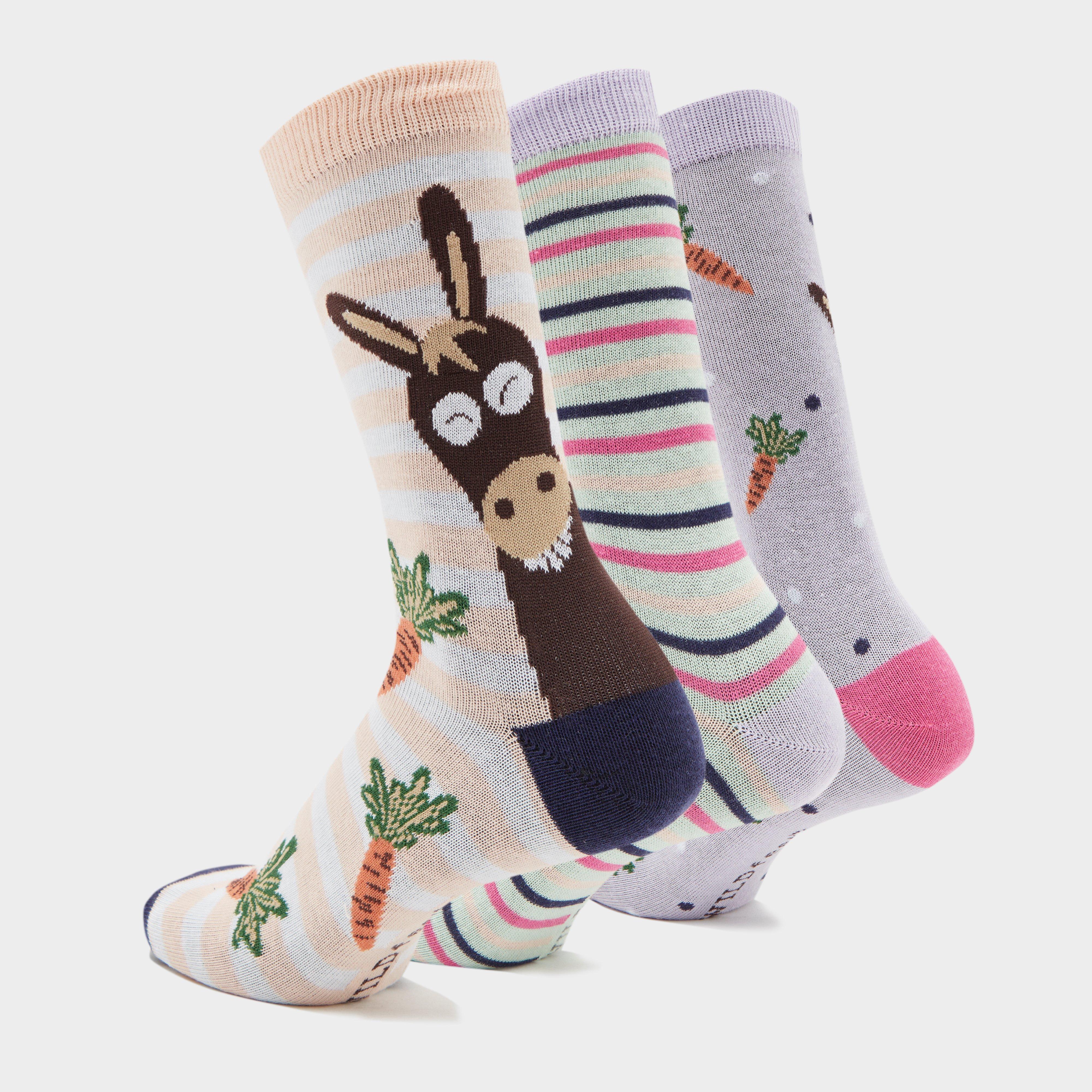 Wild Feet Women's 3 Pack Fashion Socks Purple Donkey