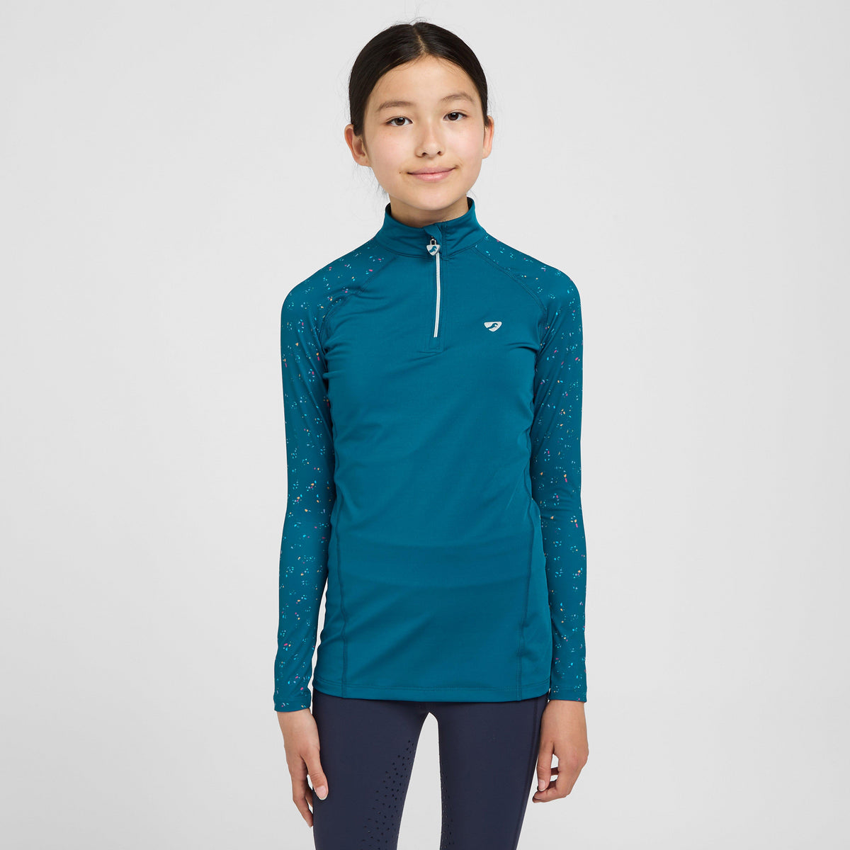 Young Rider Hyde Park Cross Country Shirt Teal Ditsy