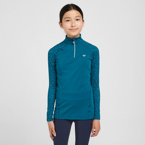 Young Rider Hyde Park Cross Country Shirt Teal Ditsy