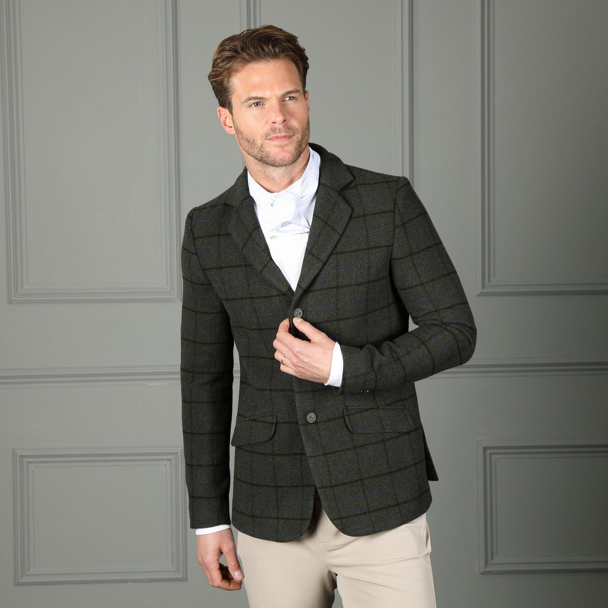 Mens Saratoga Tweed Jacket Dark Green Check