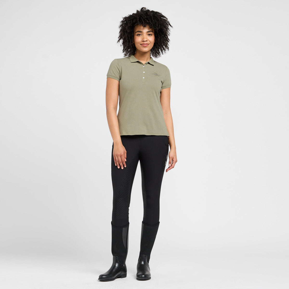 Womens Classic Short Sleeved Polo Shirt Oil Green