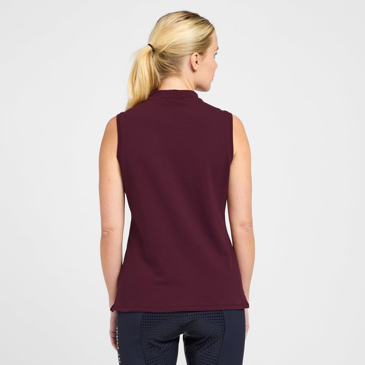 Womens Classic Sleeveless Polo Shirt Dark Berry