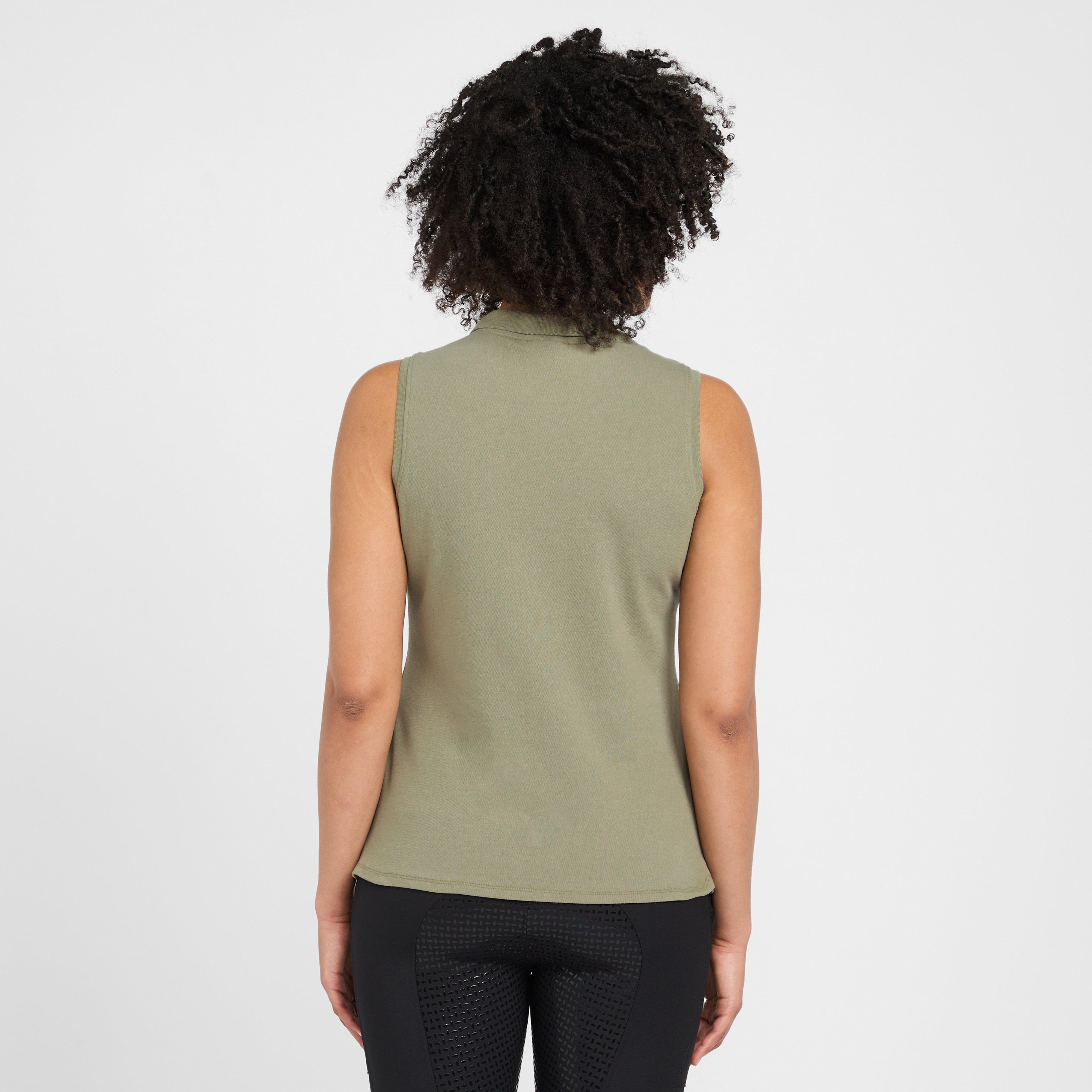 Womens Classic Sleeveless Polo Shirt Oil Green