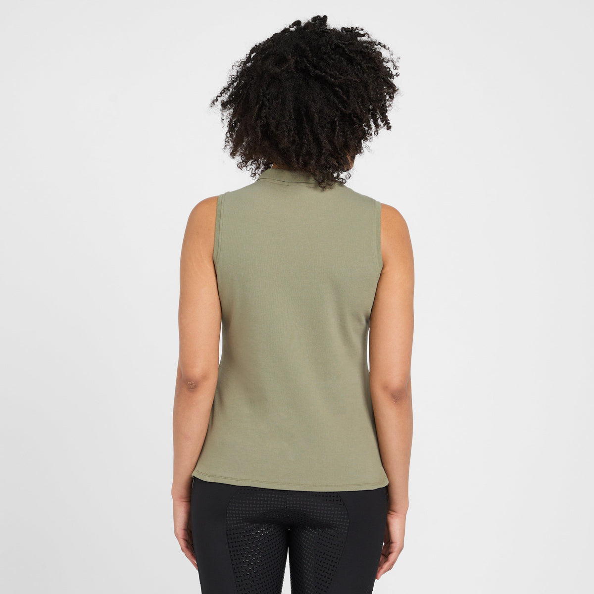 Womens Classic Sleeveless Polo Shirt Oil Green