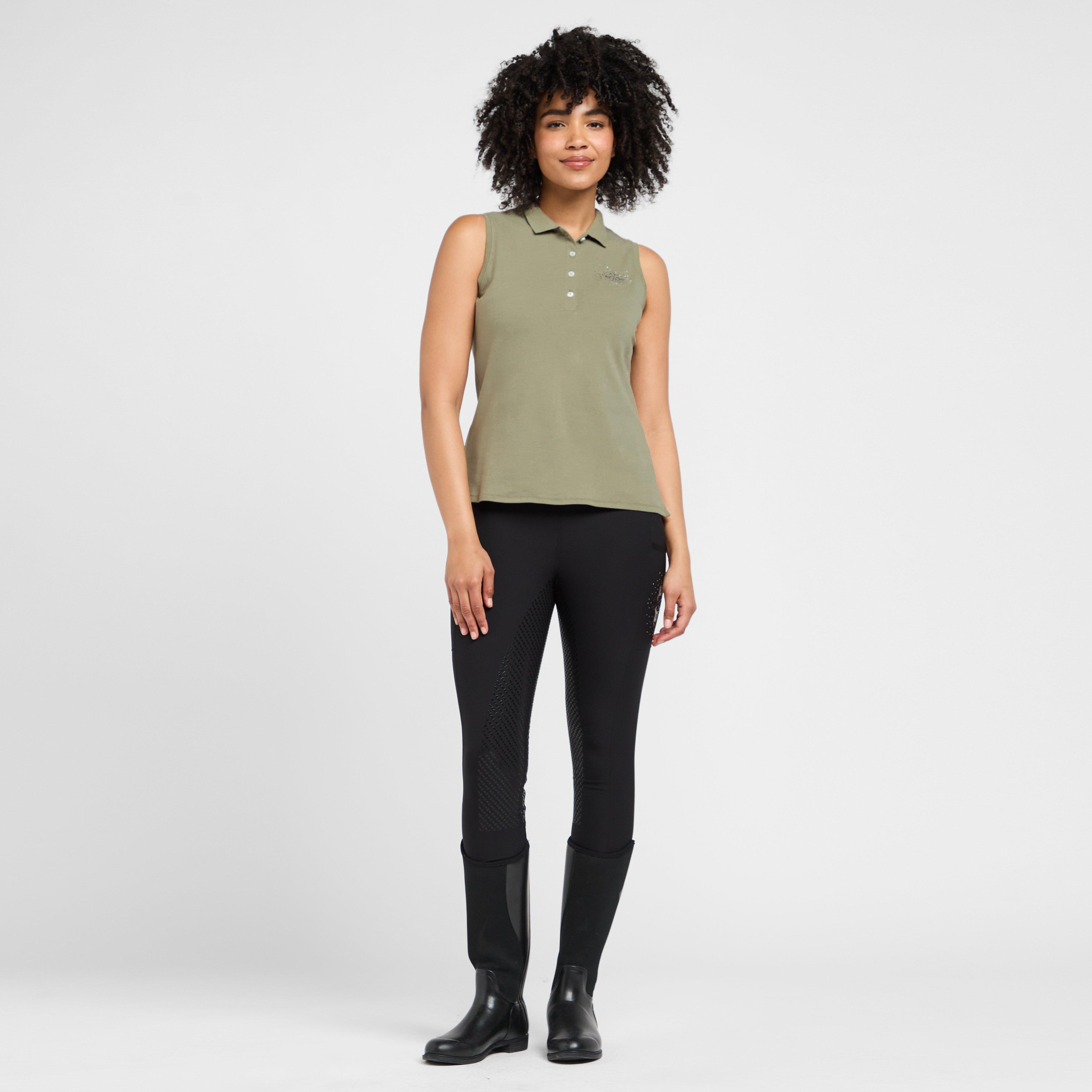 Womens Classic Sleeveless Polo Shirt Oil Green