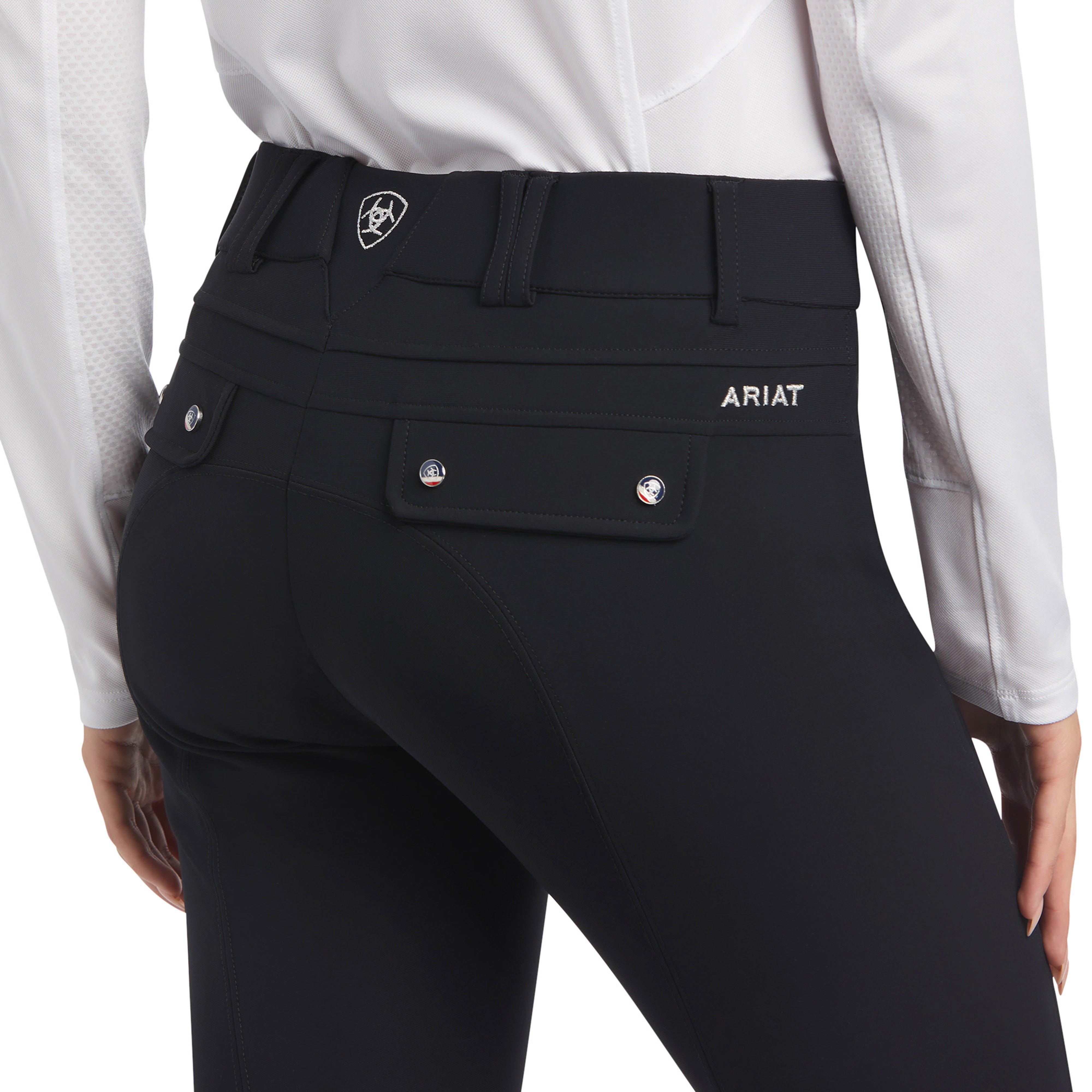 Womens Tri Factor Grip Knee Patch Breeches Black