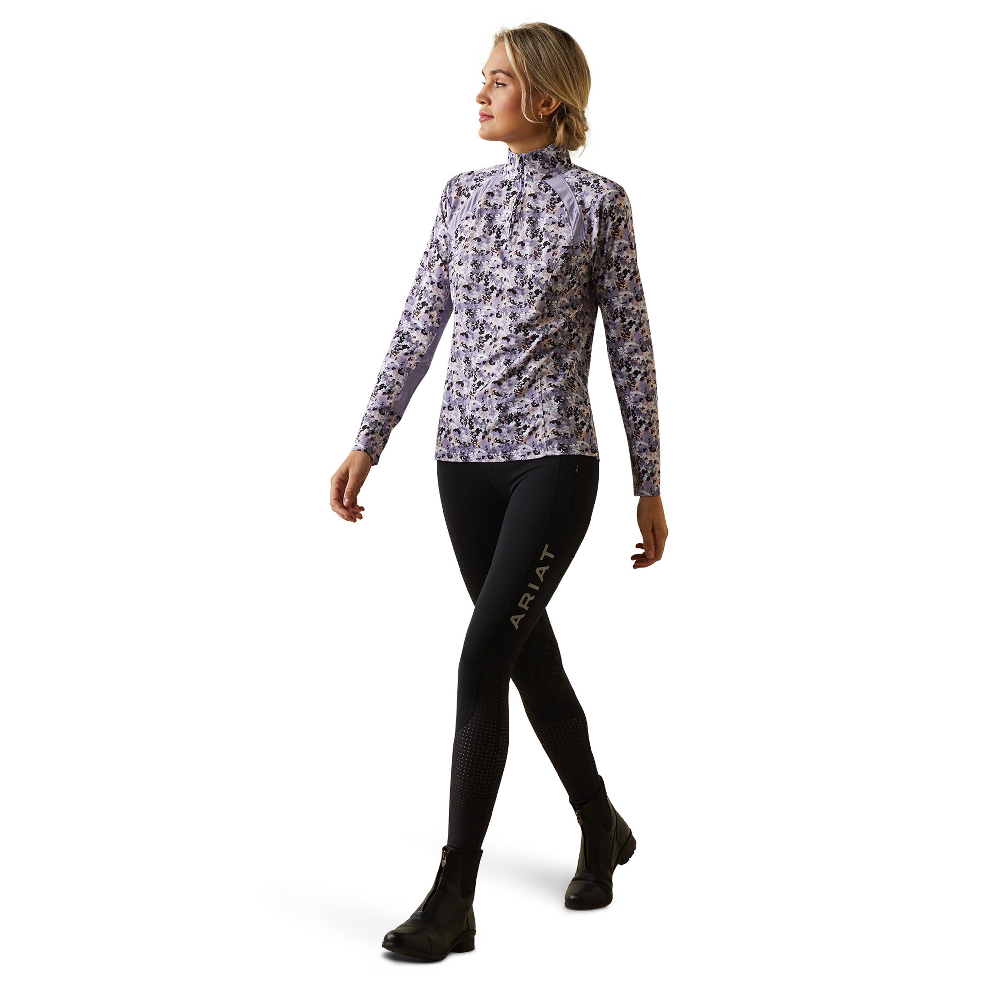 Womens Sunstopper 2.0 1/4 Zip Base Layer Grey Camo Floral