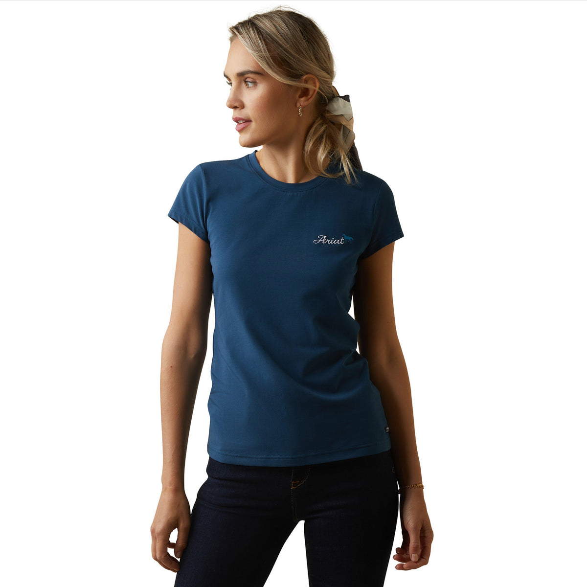 Womens Logo Script T-Shirt Deep Petroleum