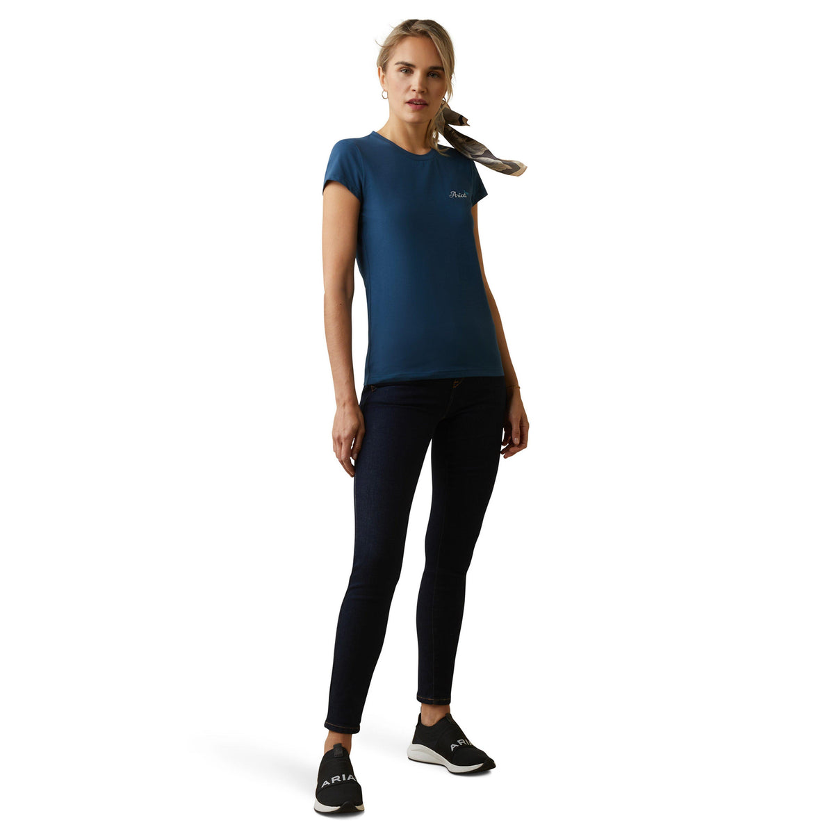 Womens Logo Script T-Shirt Deep Petroleum