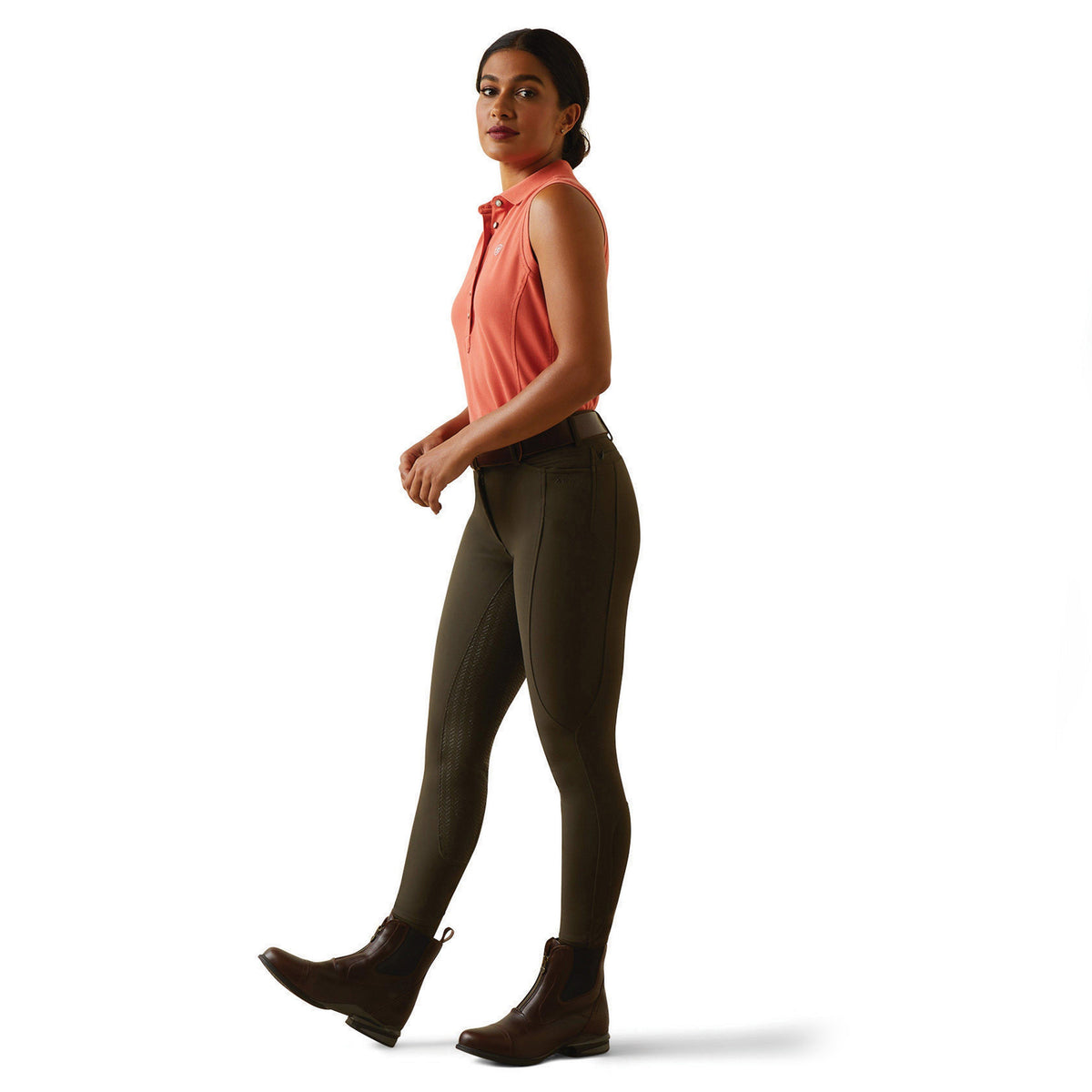 Womens Prix 2.0 Sleeveless Polo Shirt Burnt Sienna