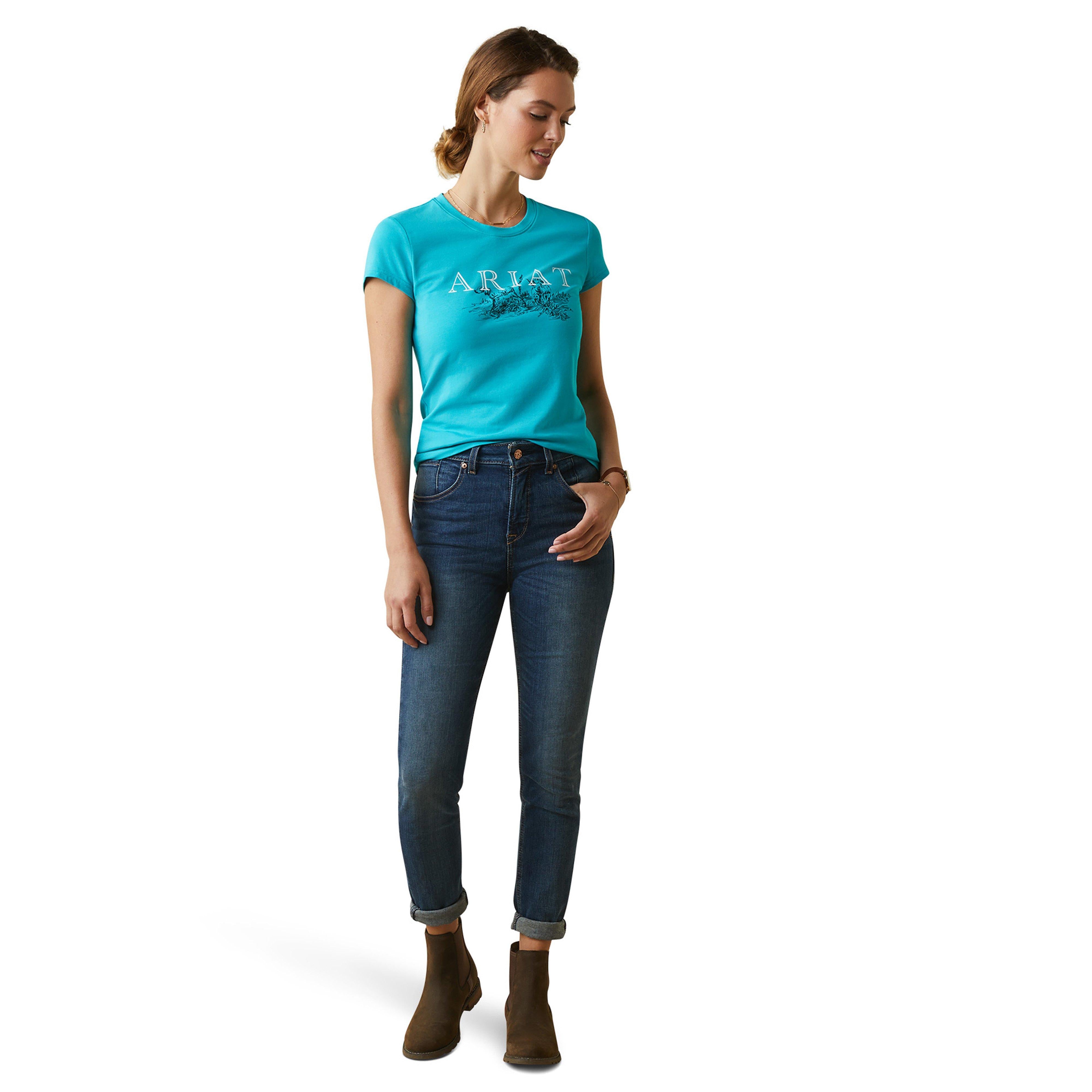 Womens Toile Dogs T-Shirt Viridian Green