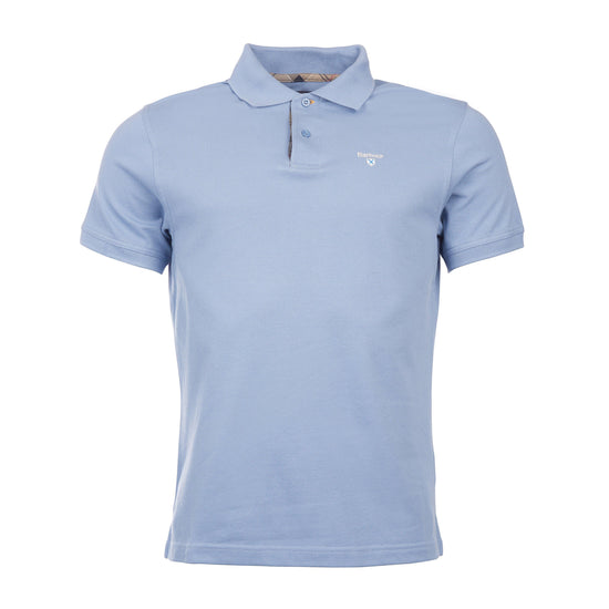 Mens Tartan Pique Polo Shirt Sky Marl