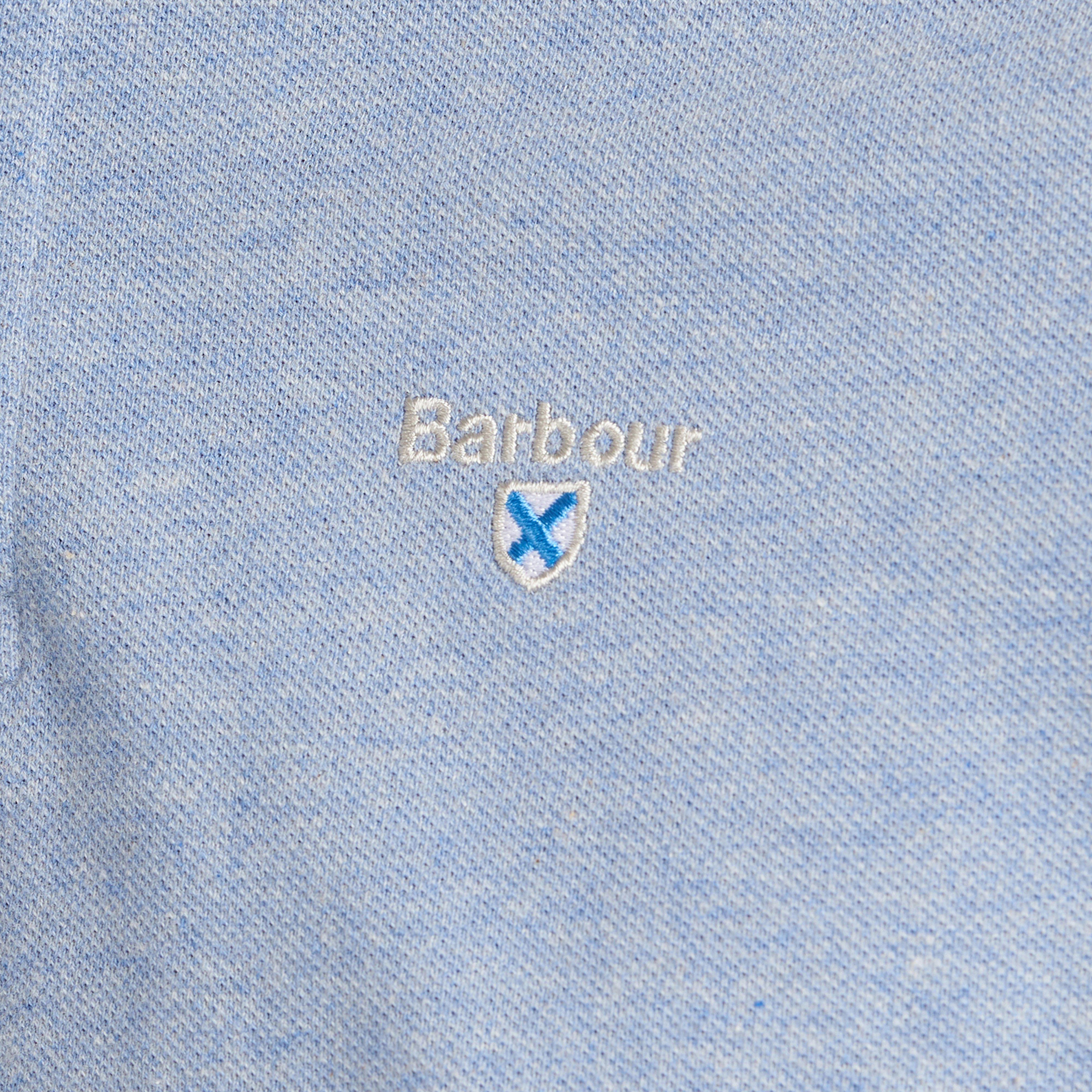 Mens Tartan Pique Polo Shirt Sky Marl