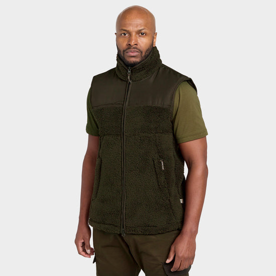 Mens Sherpa Fleece Gilet Green