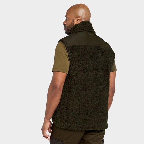 Mens Sherpa Fleece Gilet Green
