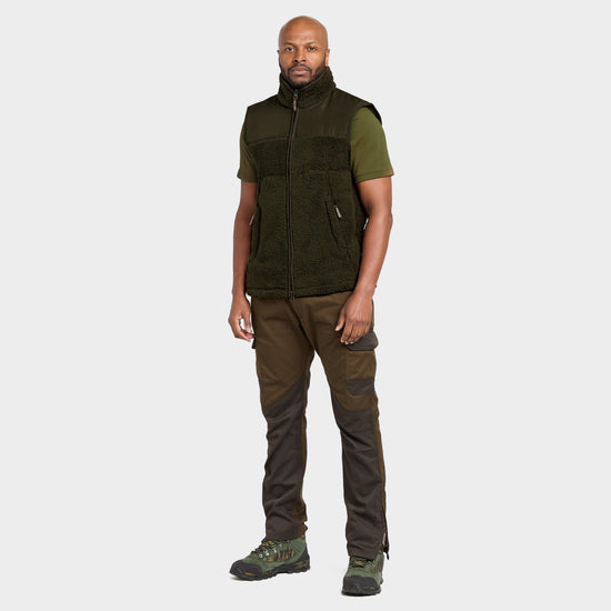 Mens Sherpa Fleece Gilet Green