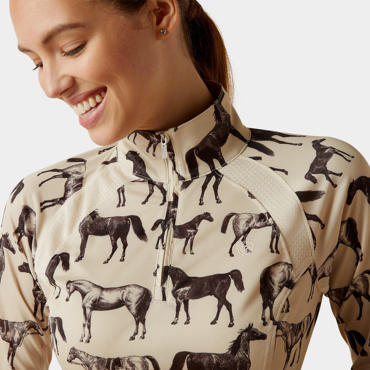 Womens Sunstopper 2.0 1/4 Zip Base Layer Sepia Equine