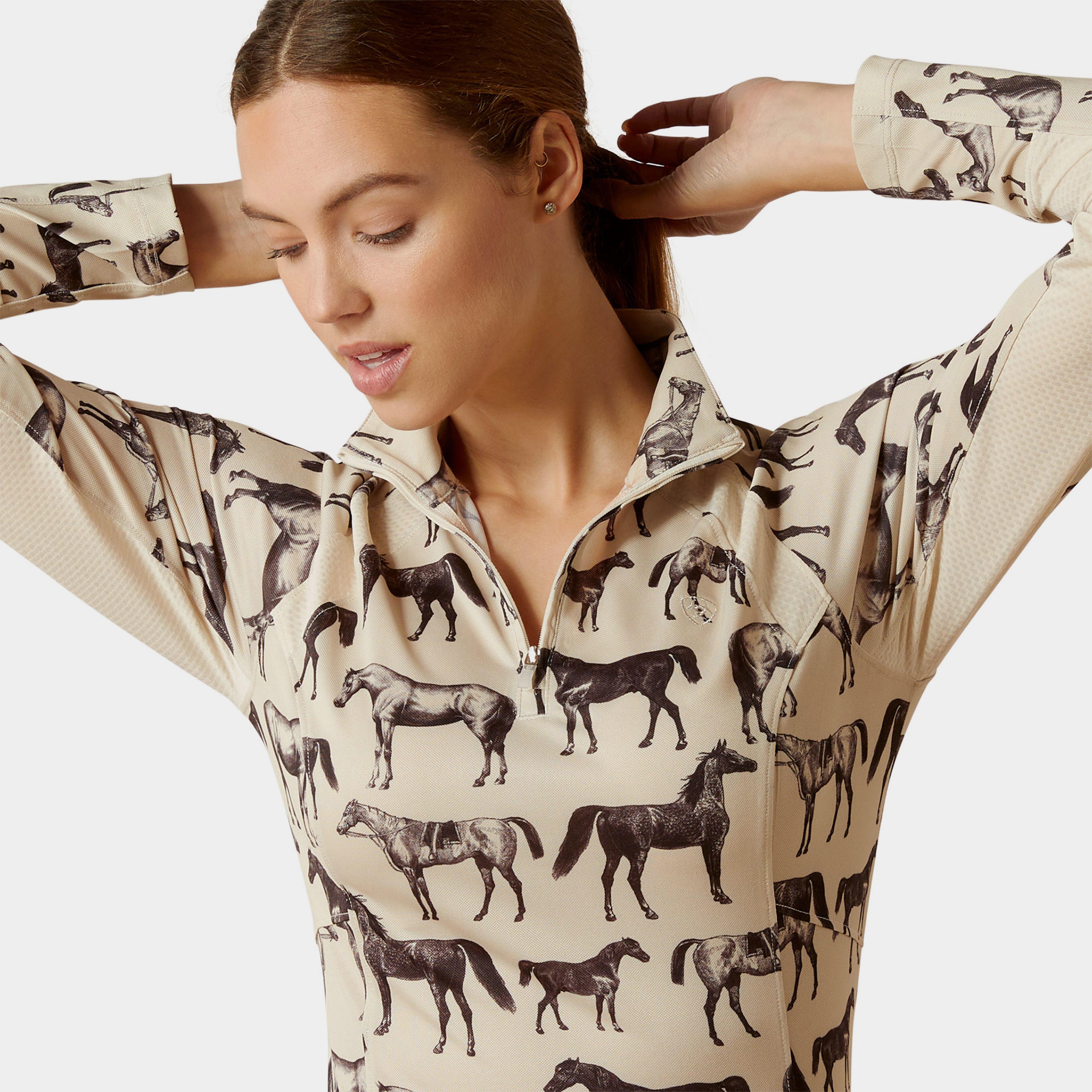 Womens Sunstopper 2.0 1/4 Zip Base Layer Sepia Equine