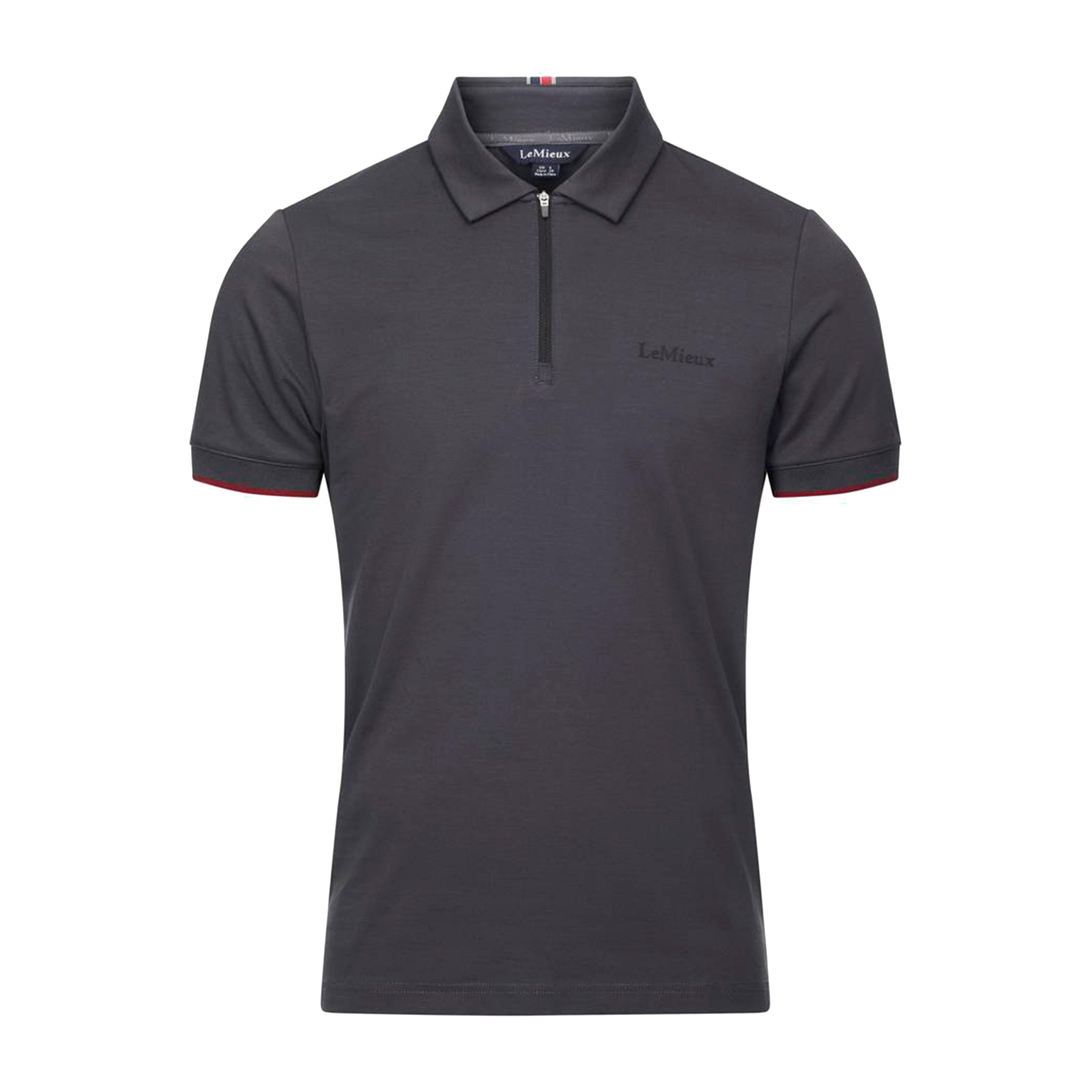 Mens Elite Zip Polo Shirt Charcoal