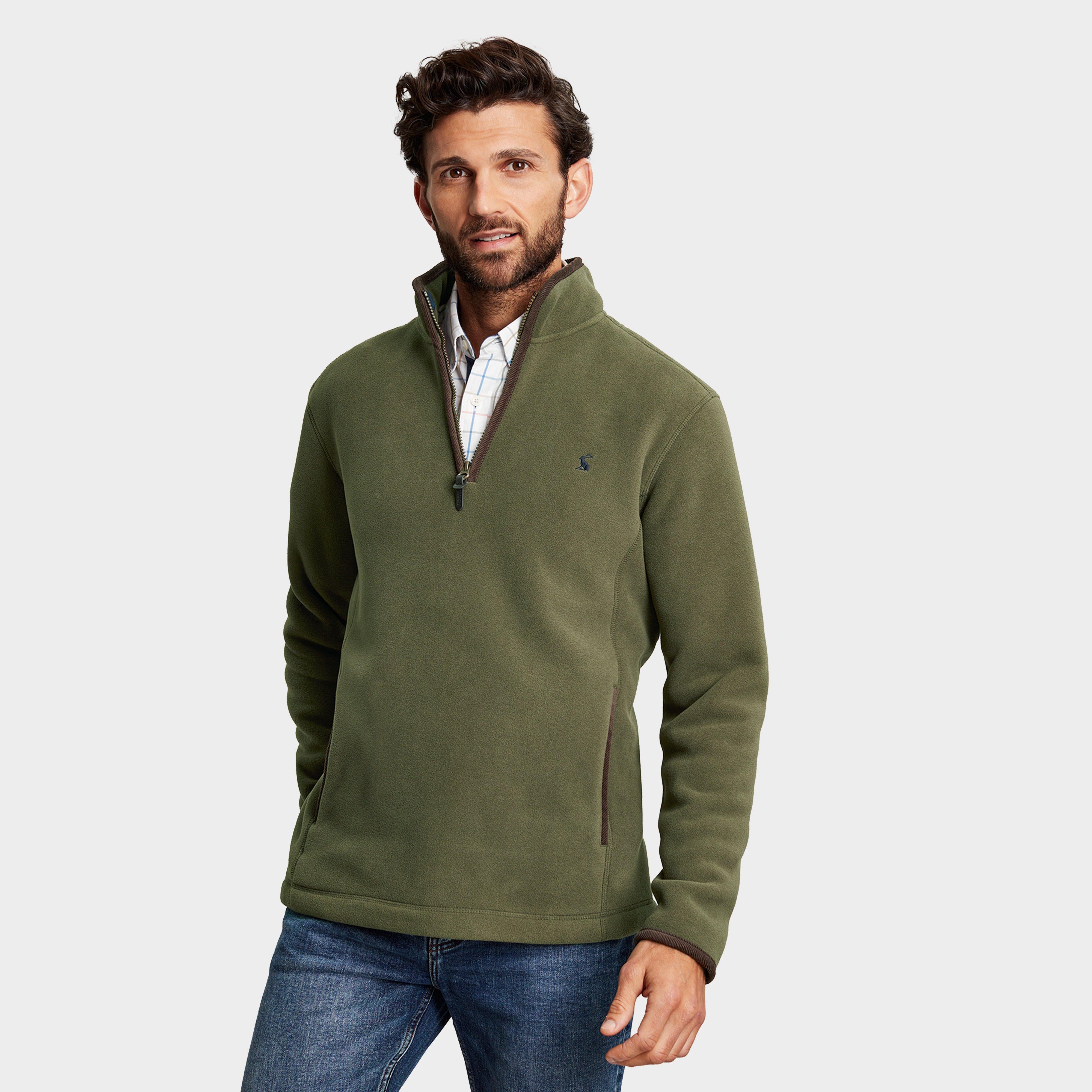 Mens Coxton Quarter Zip Fleece Sweatshirt Heritage Green