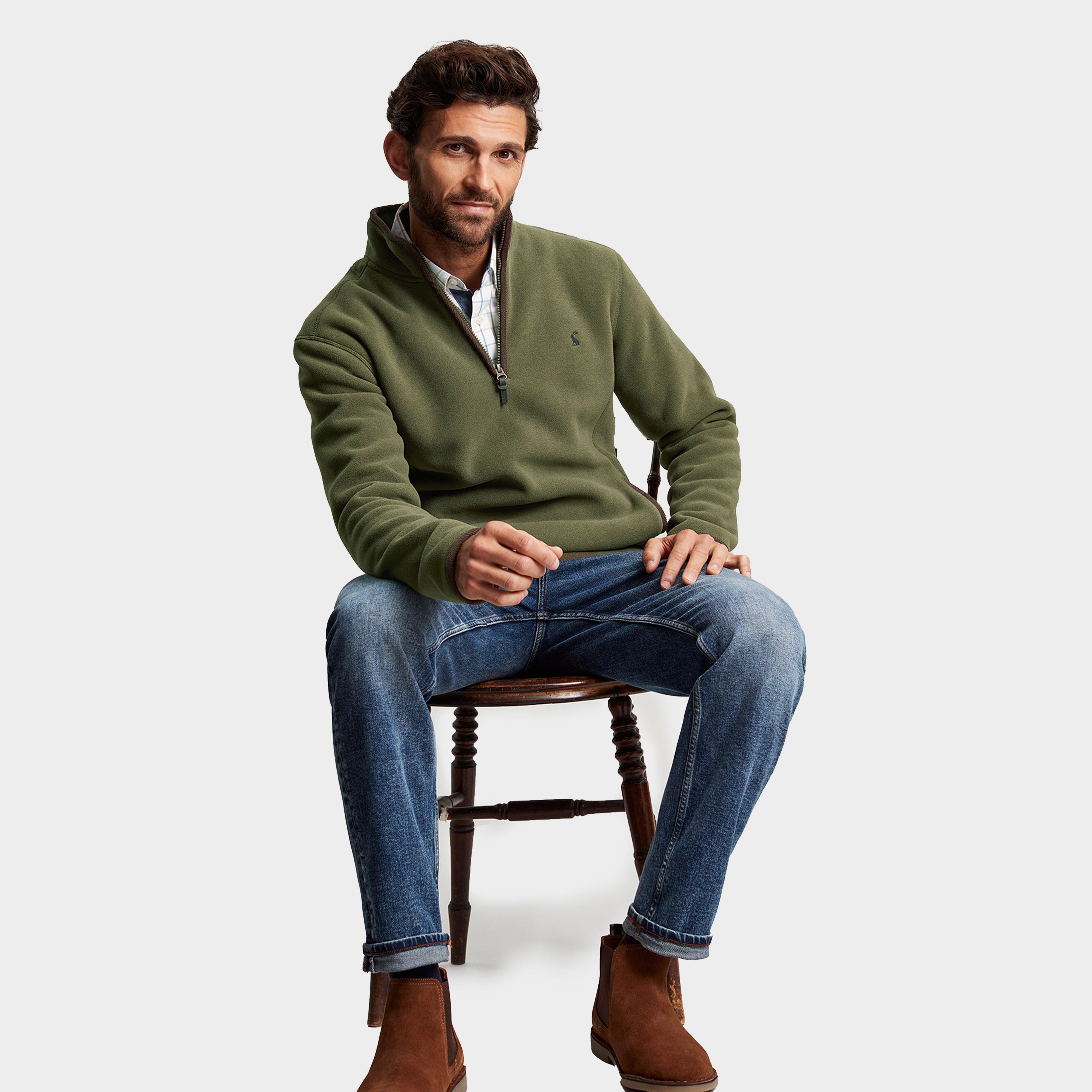 Mens Coxton Quarter Zip Fleece Sweatshirt Heritage Green