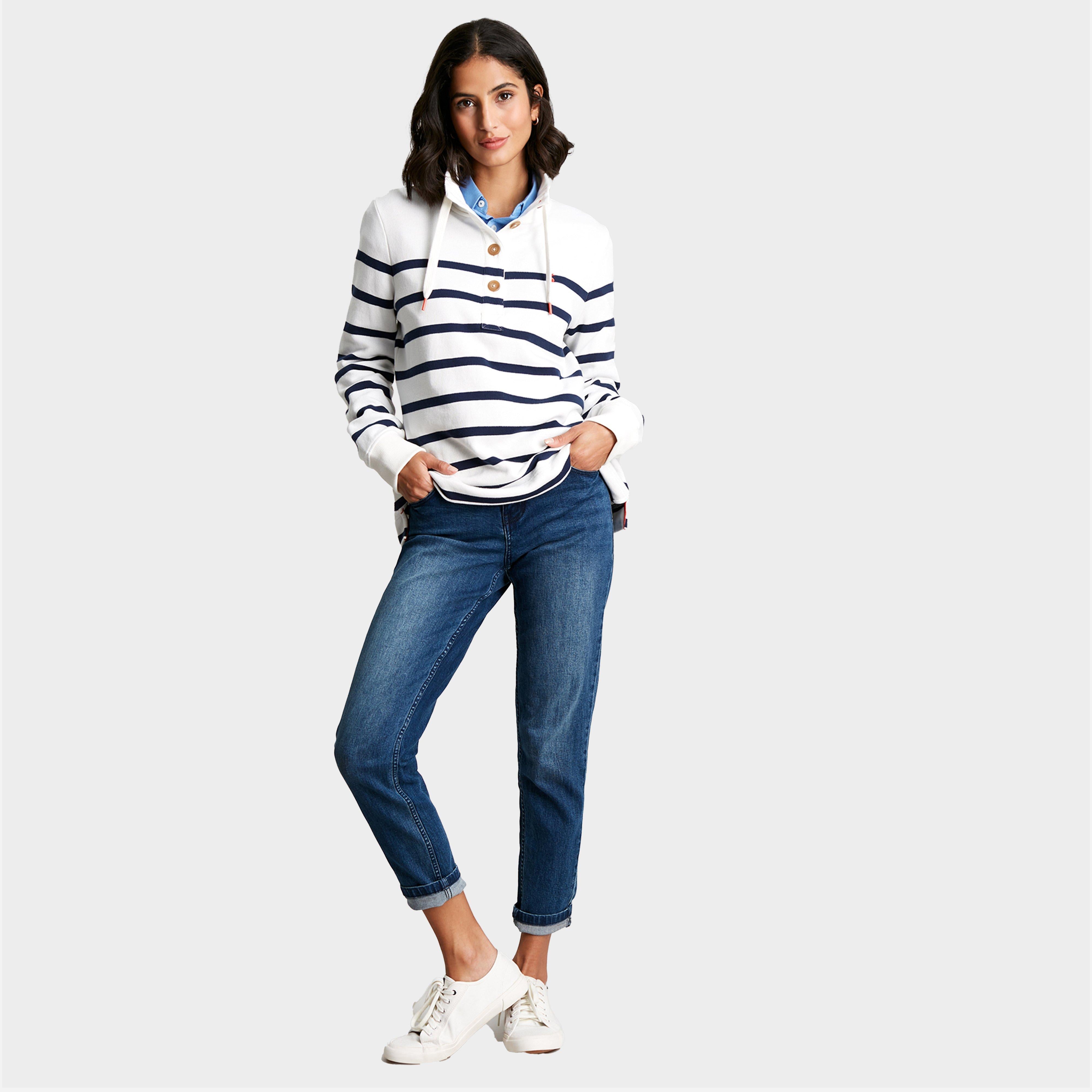 Womens Southwold Funnel Neck Sweatshirt Navy Creme Stripe