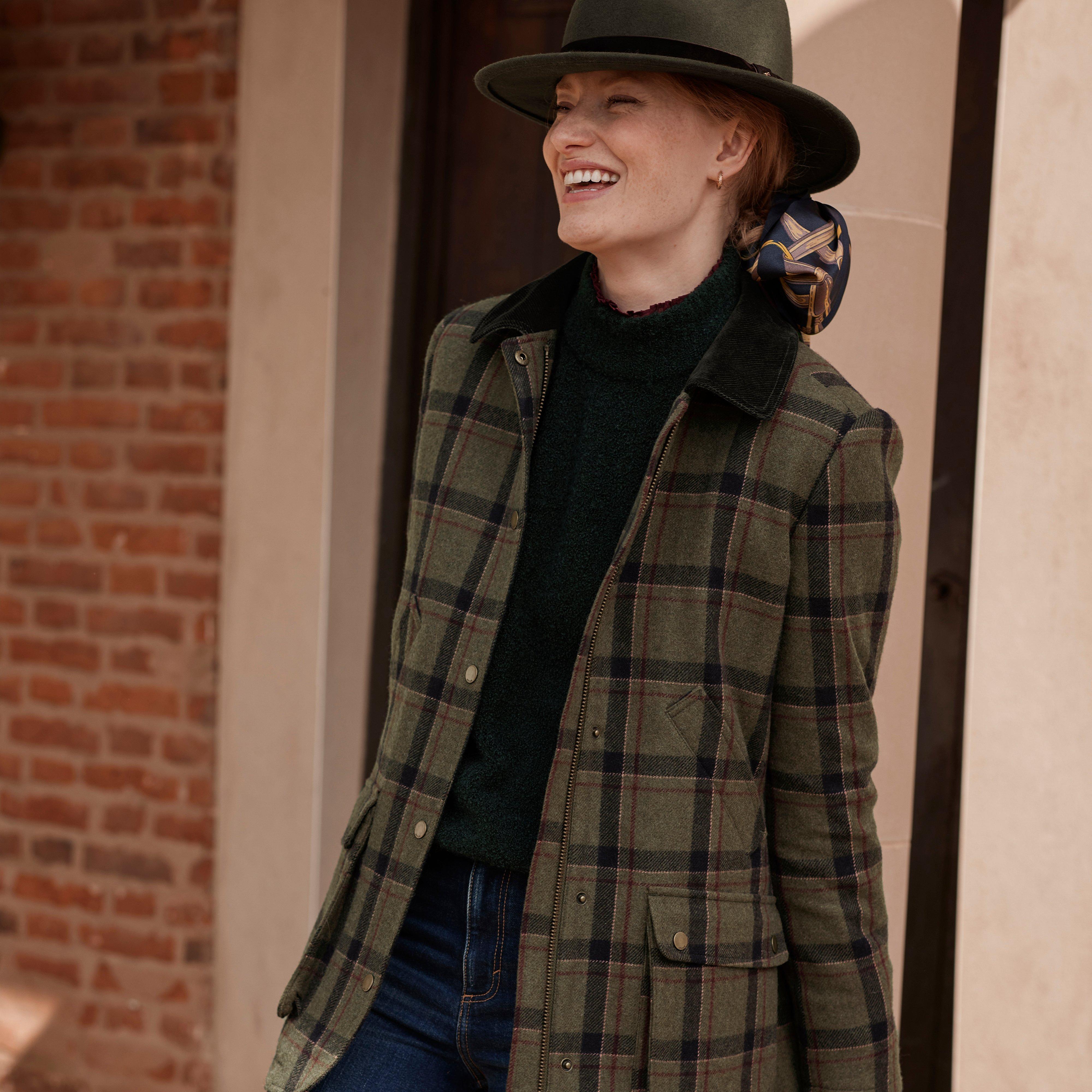 Womens Berkley Tweed Fieldcoat Green Tweed