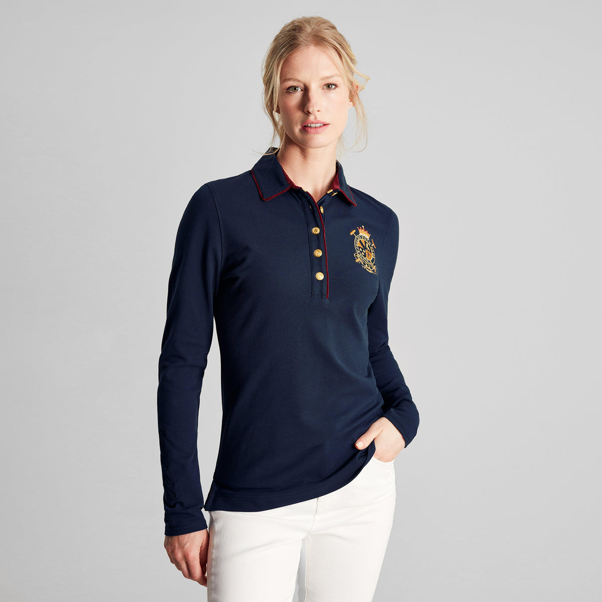 Womens Ashley Long Sleeved Polo Shirt French Navy