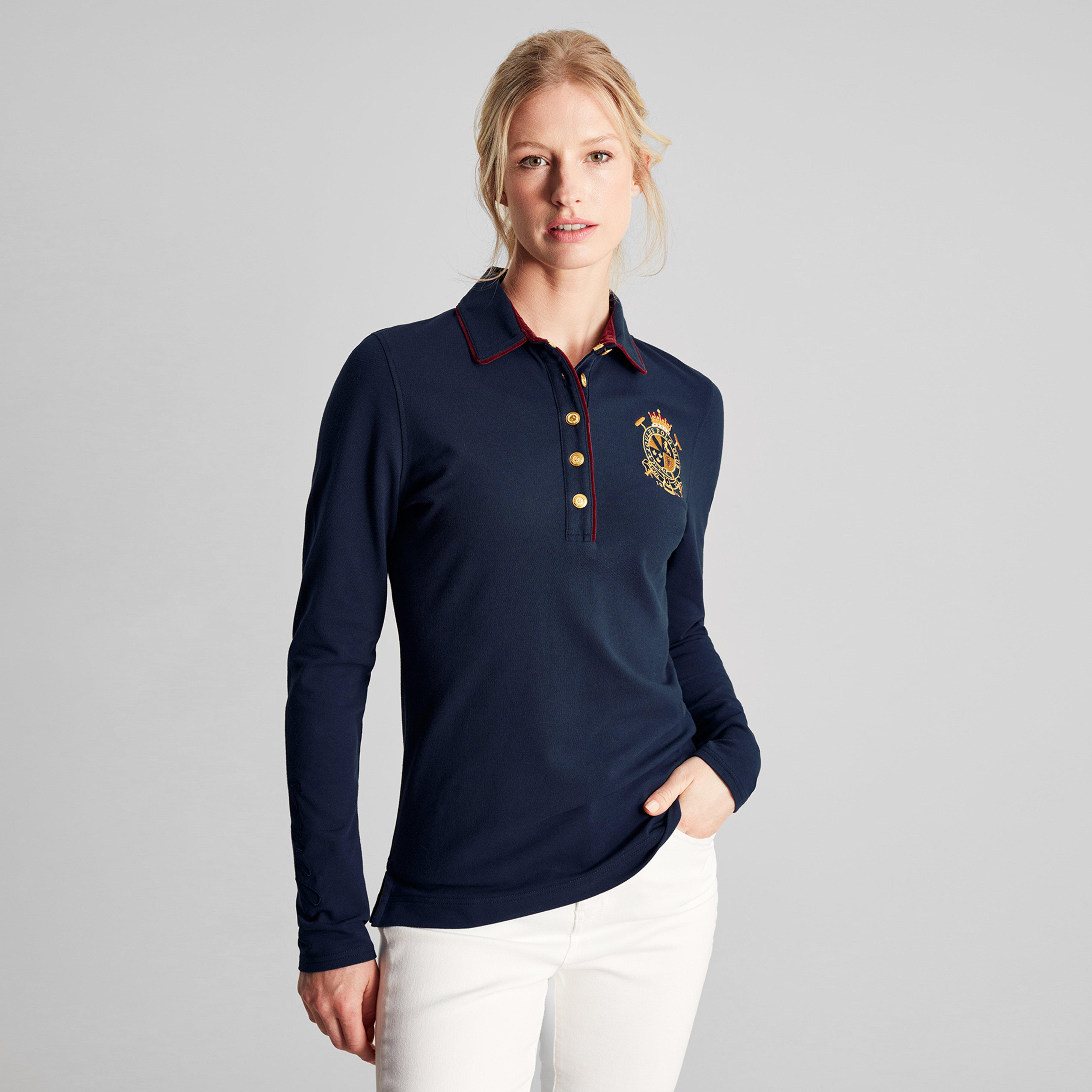 Womens Ashley Long Sleeved Polo Shirt French Navy