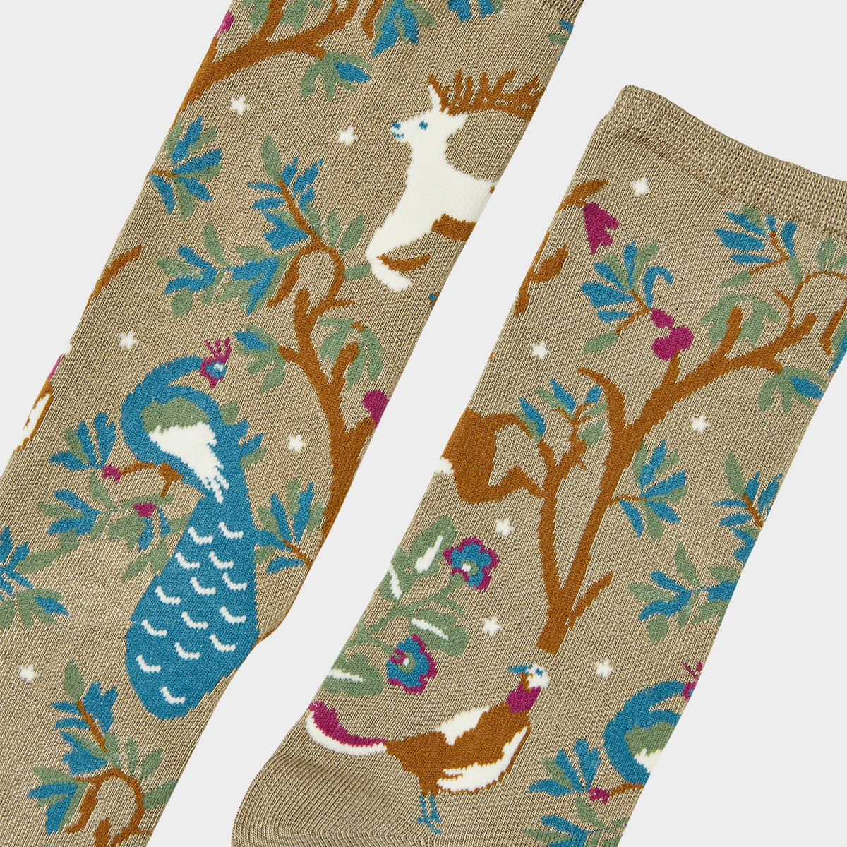 Womens Excellent Everyday Pair Of Socks Cream Woodland