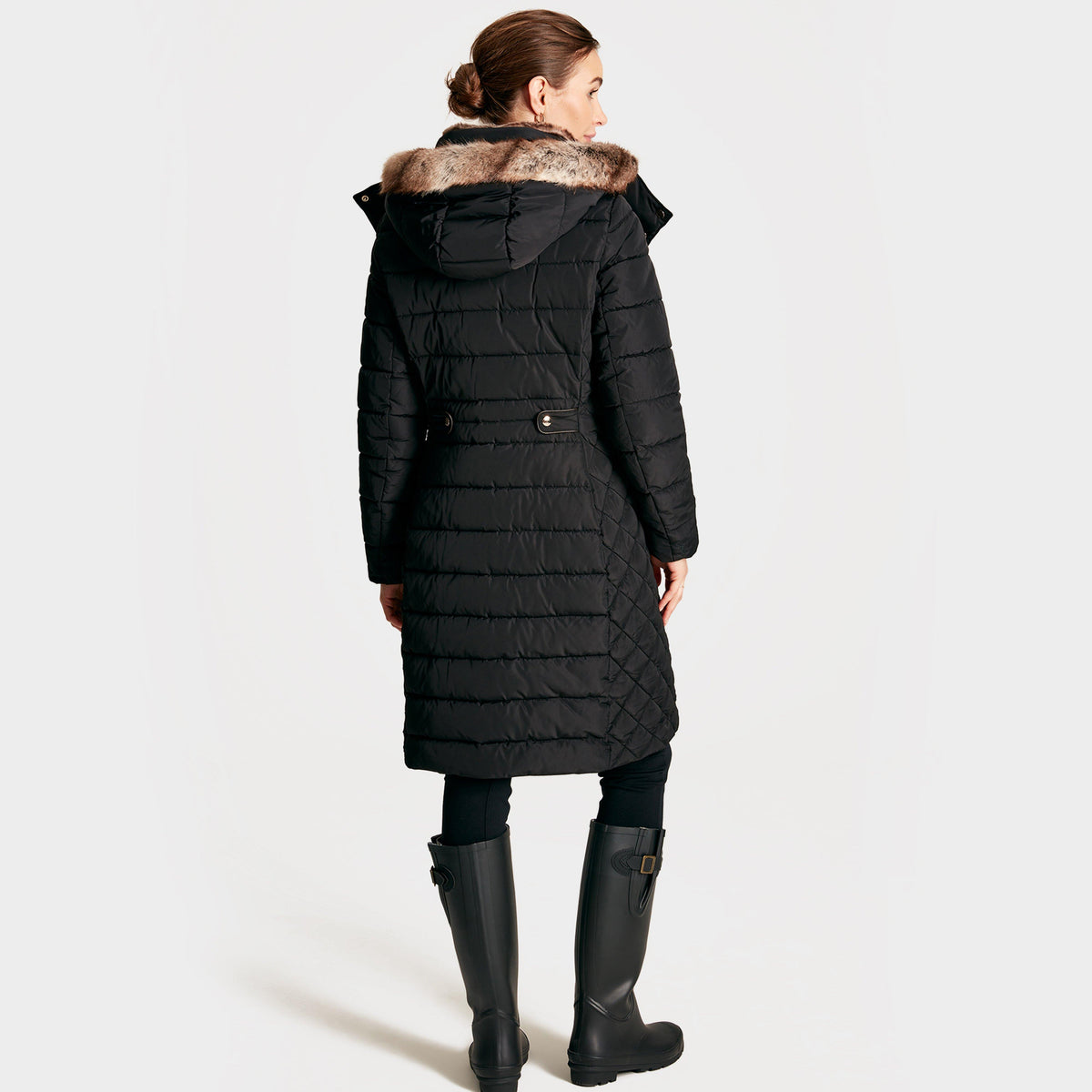 Womens Charlington Showerproof Longline Padded Coat Black