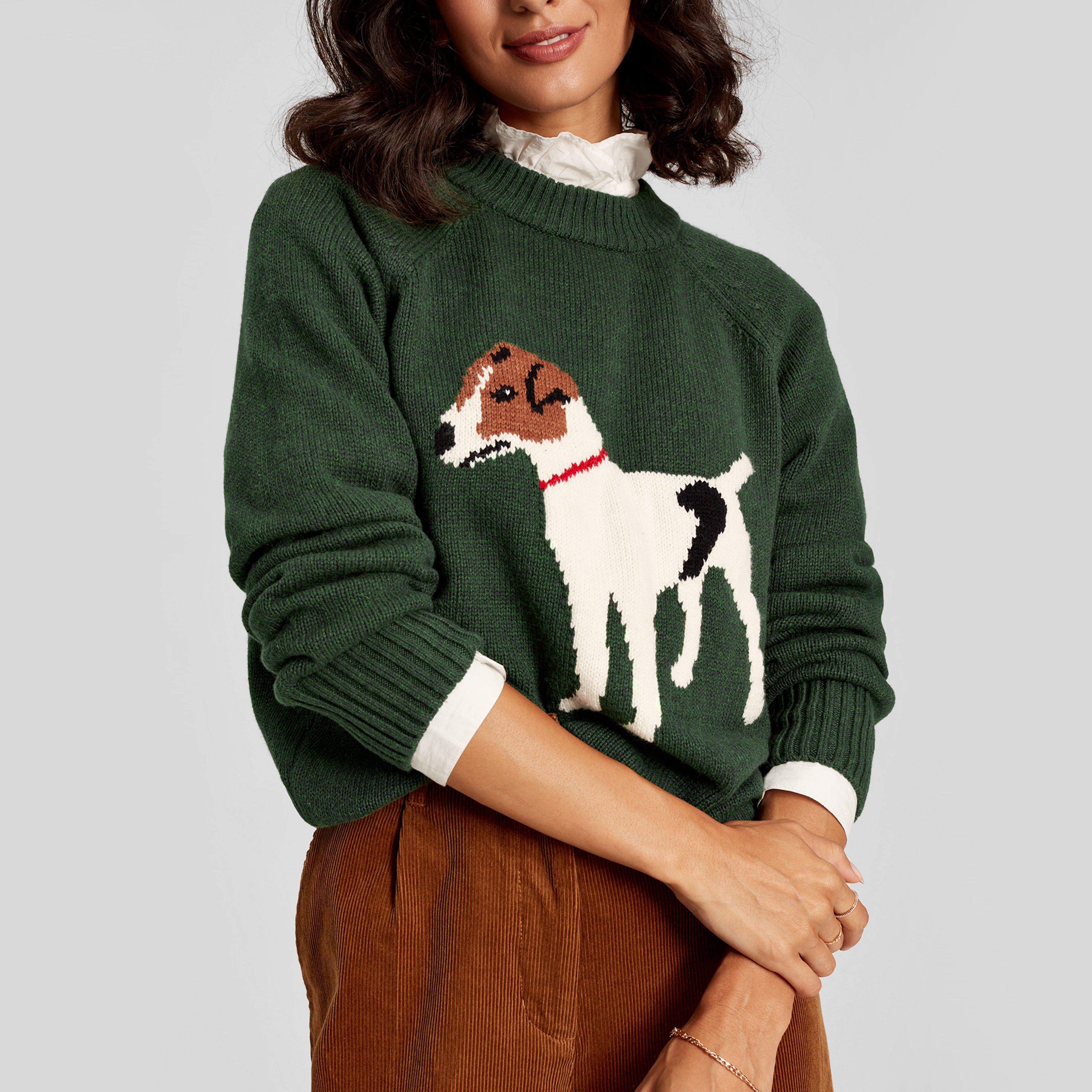 Womens Margot Intarsia Knit Jumper Dark Green