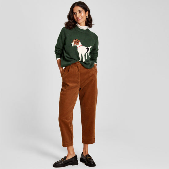 Womens Margot Intarsia Knit Jumper Dark Green