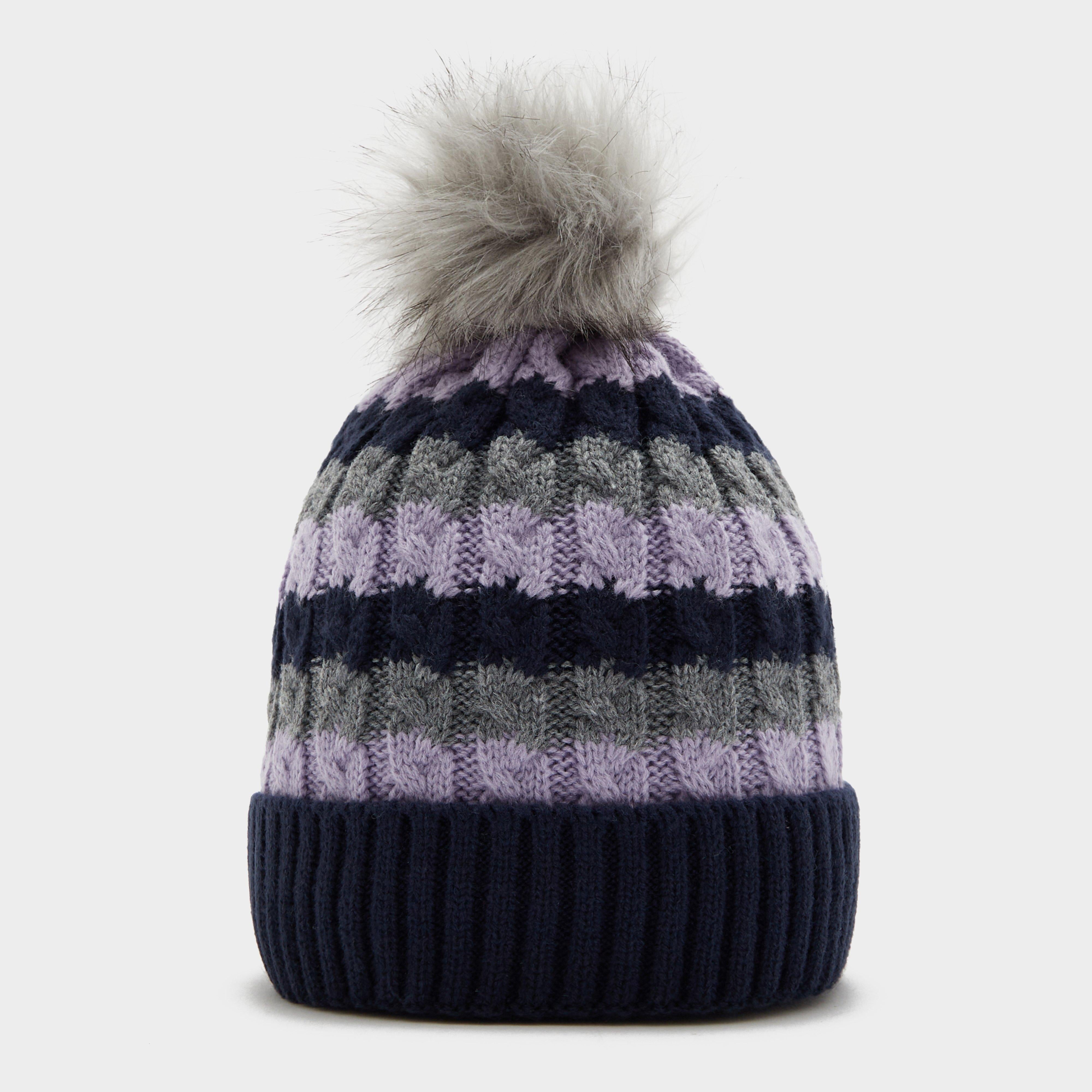 Womens Waterproof Knit Pom Pom Hat Navy/Lilac/Grey