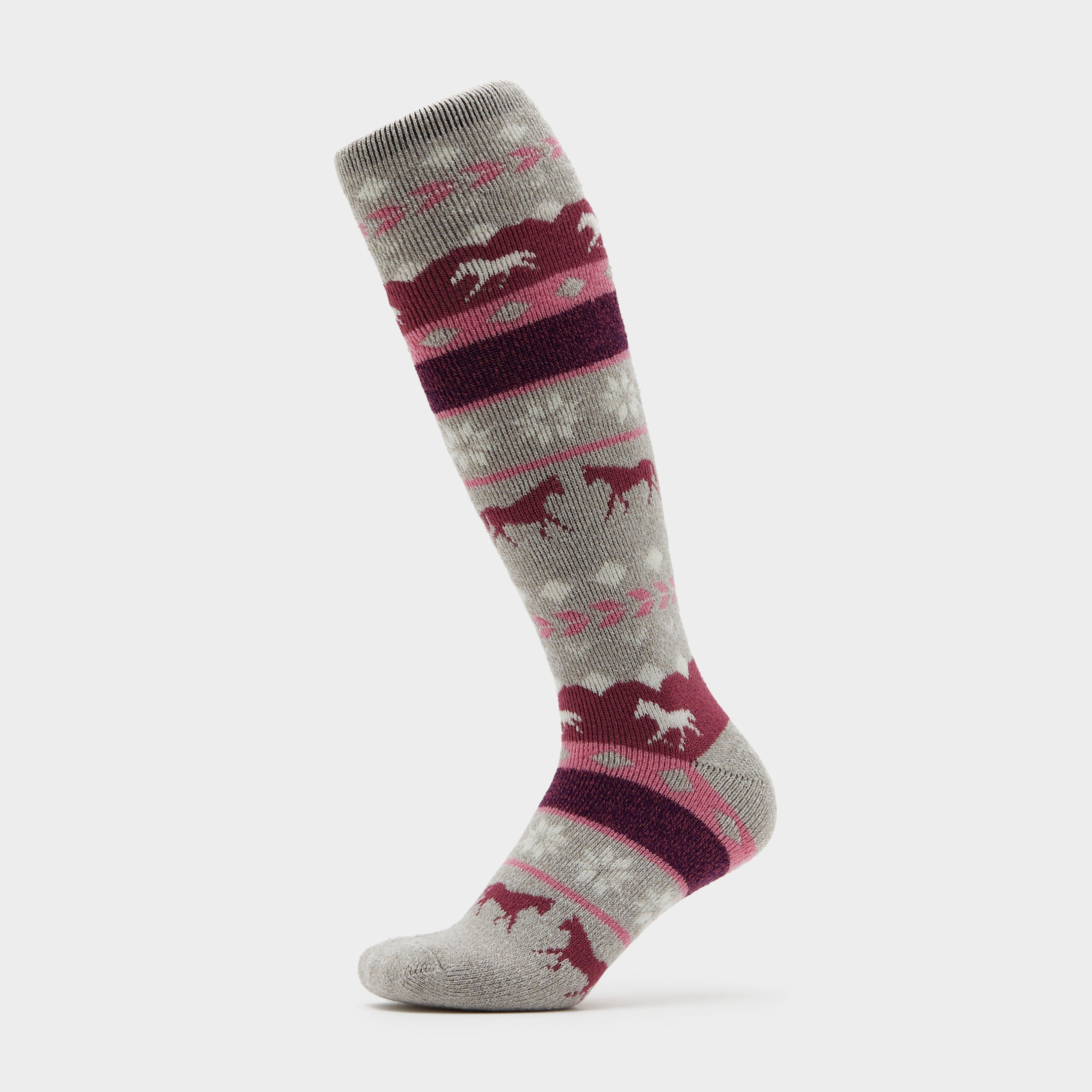 Womens Hedon Socks Horse Fairisle Grey