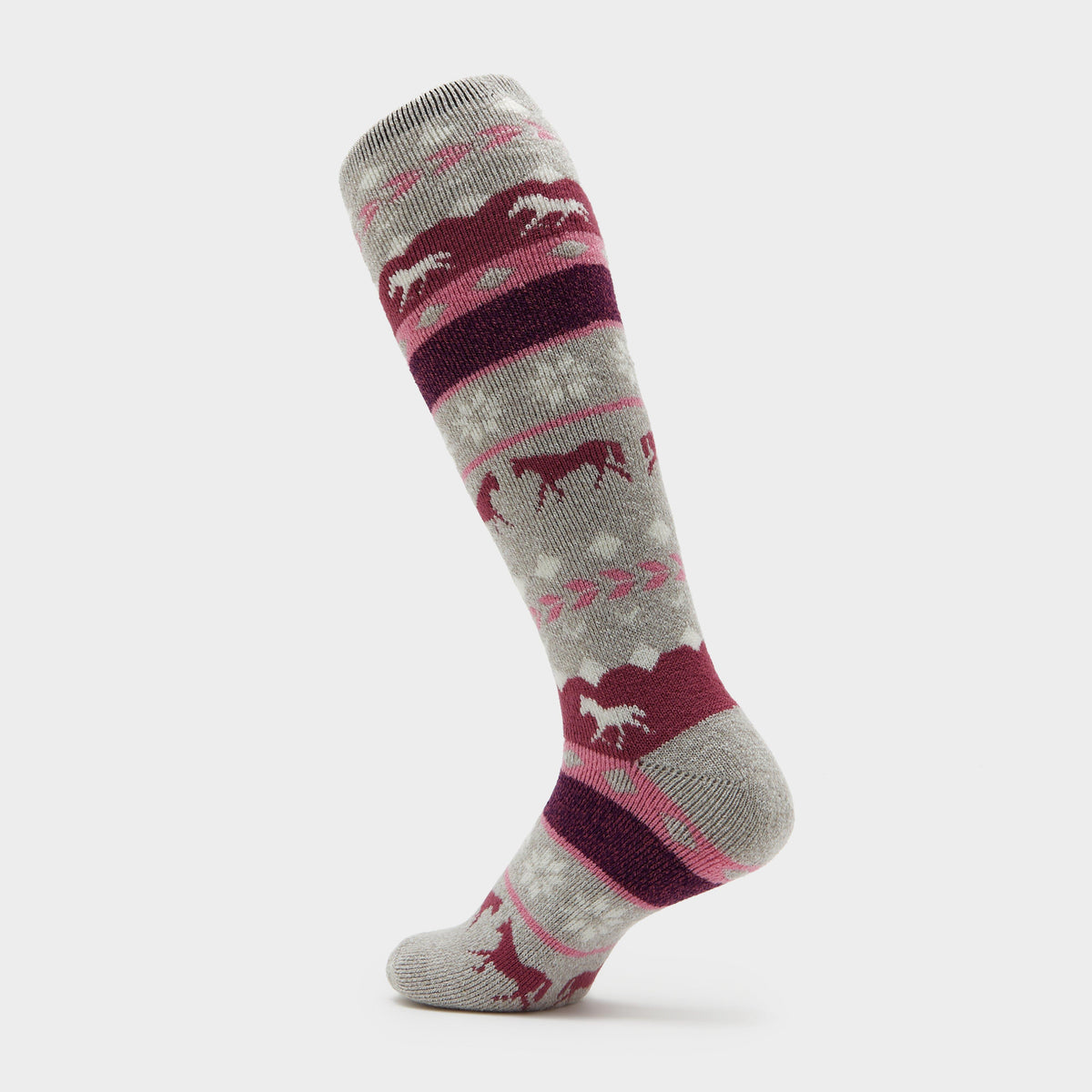Womens Hedon Socks Horse Fairisle Grey