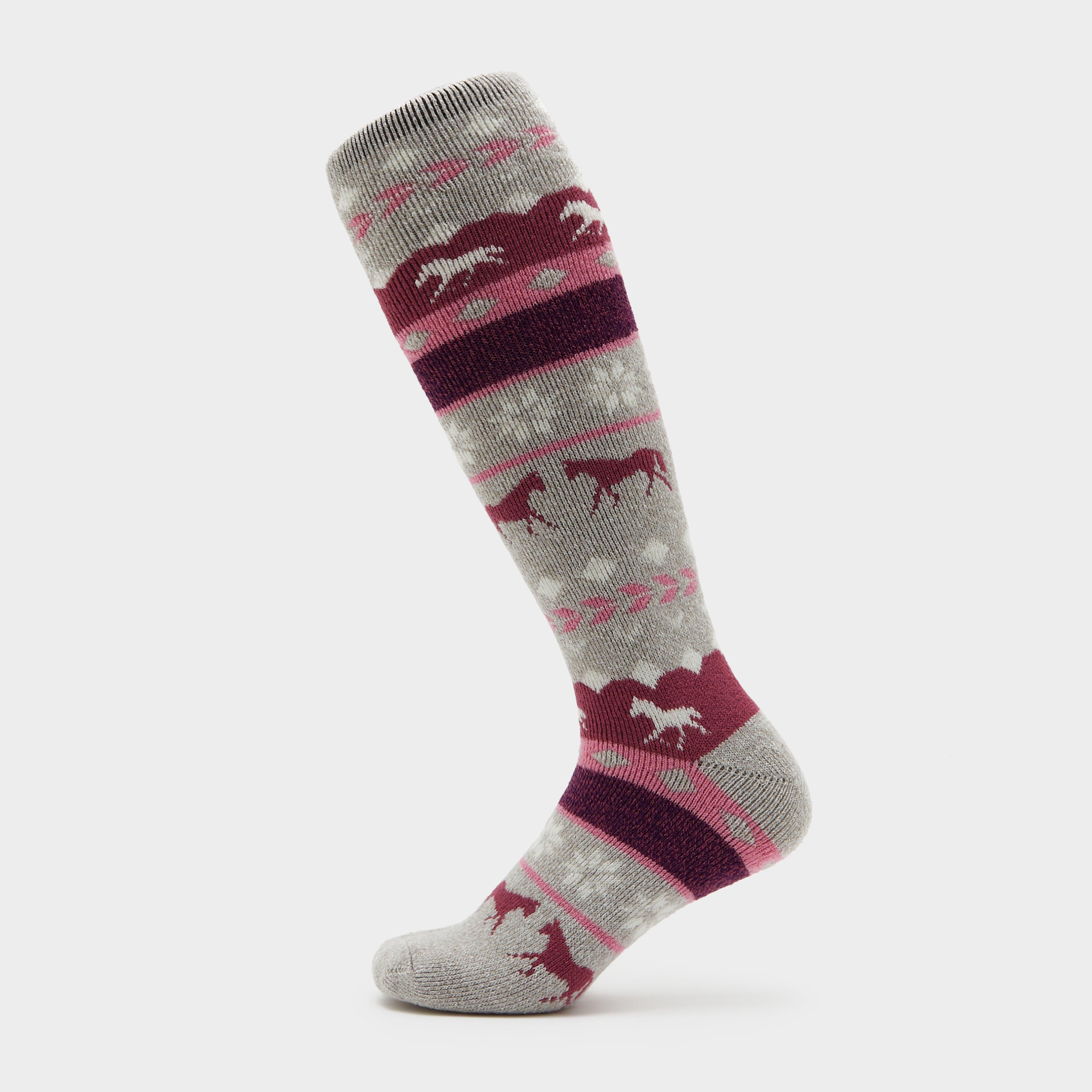 Womens Hedon Socks Horse Fairisle Grey