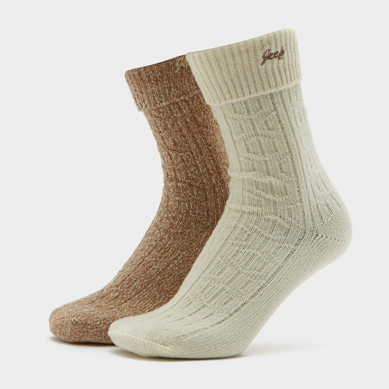 Womens Super Soft Brushed Boot Socks Taupe/Cream