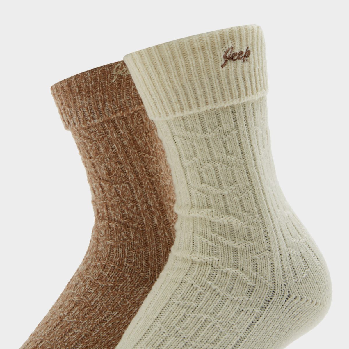Womens Super Soft Brushed Boot Socks Taupe/Cream