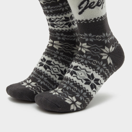 Womens Brushed Thermal Boot Socks Slate/Cream