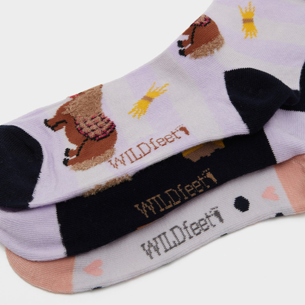 Adults Wild Feet 3 Pack Socks Snacky Pony