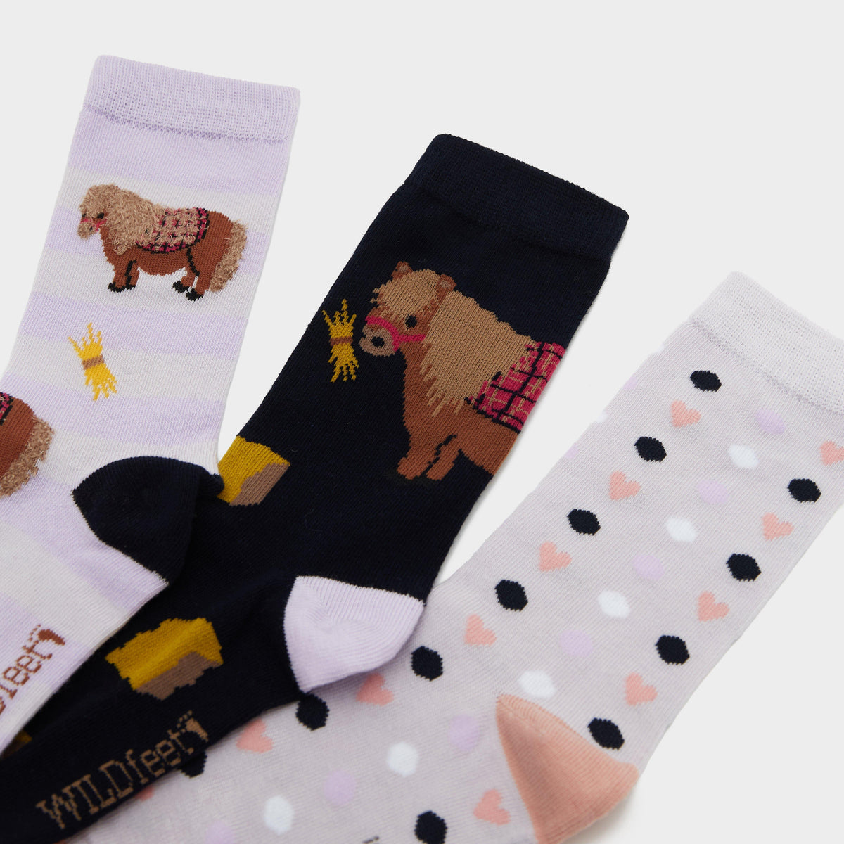 Adults Wild Feet 3 Pack Socks Snacky Pony